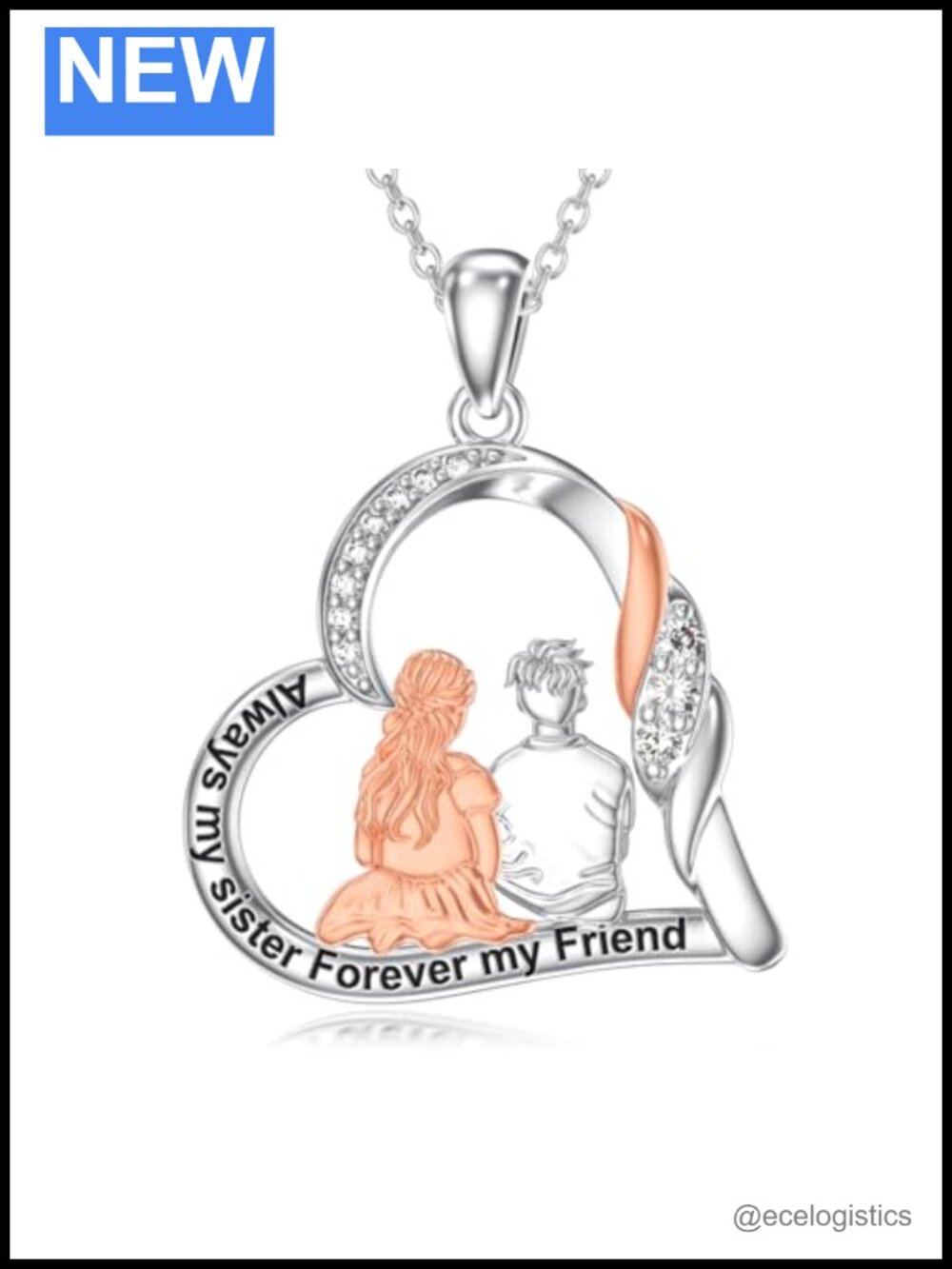 925 sterling silver heart pendant necklace sister gift